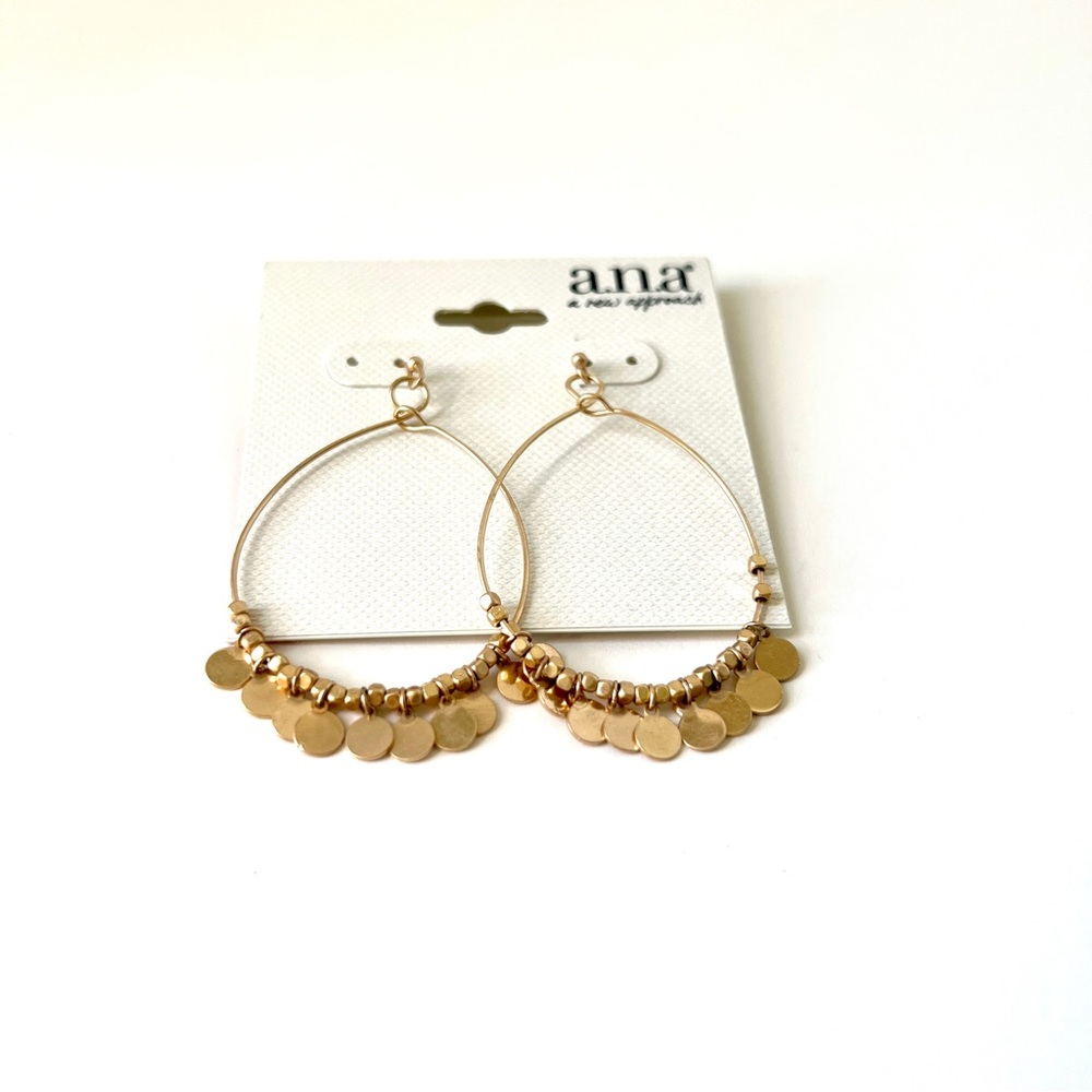 a.n.a Gold tone Teardrop Earrings with Disc Accents